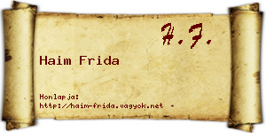 Haim Frida névjegykártya